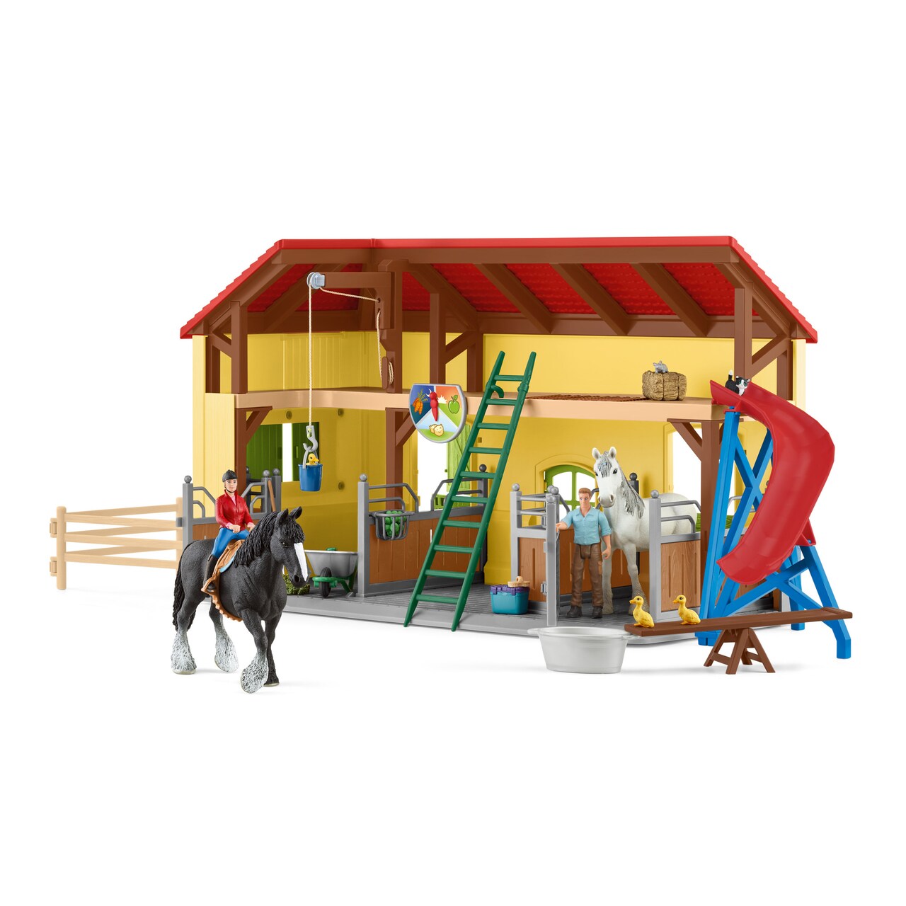 Schleich Farm World: Horse Stable - 31 Piece Playset, Farm & Animal Toy, Detailed Figurines & Accessories, Pretend Play, Kids Ages 3+